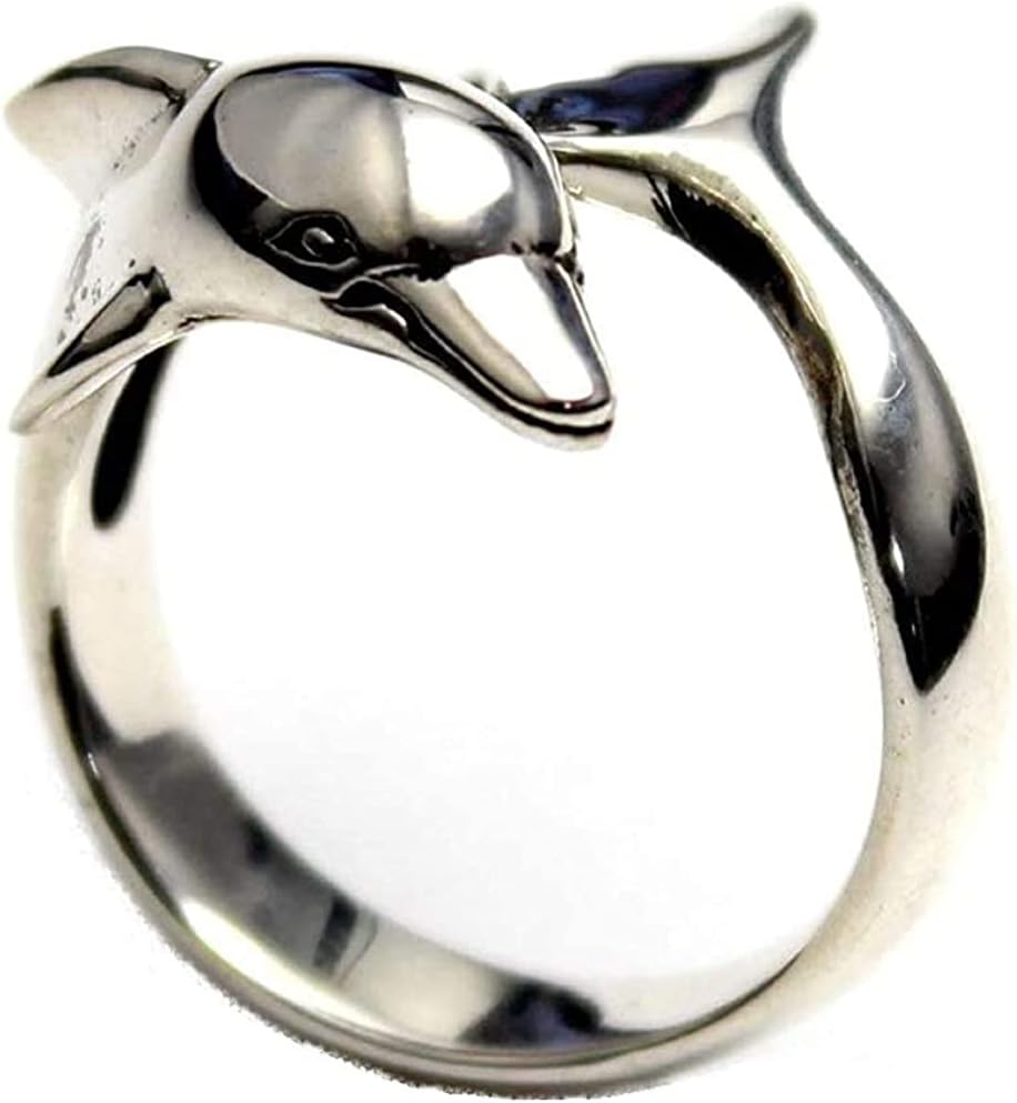 COSUMOSU 925 Sterling Silver wide rings - Dolphin Polynesian Hawaiian jewelry