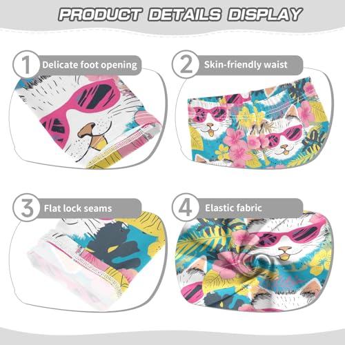 Cats Faces Girls' Leggings Toddler Doodles Flowers Kids Yoga Pants Dance Active Tights 4T3