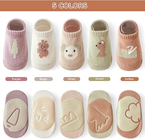 Toddler Baby Non Slip Socks Spring Summer-5 Pairs.Anti Slip Cozy Kids Socks With Non Skid Grips for Boy/Girl Infants2