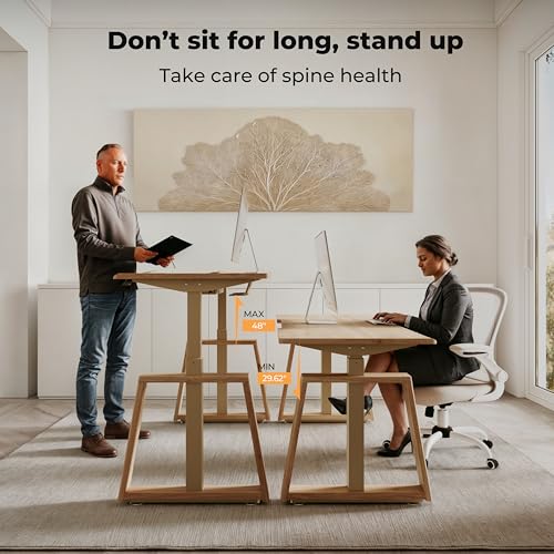 EUREKA ERGONOMIC 63 Adjustable Height Standing Desk with Smart App & Touch Screen, Oak Finish