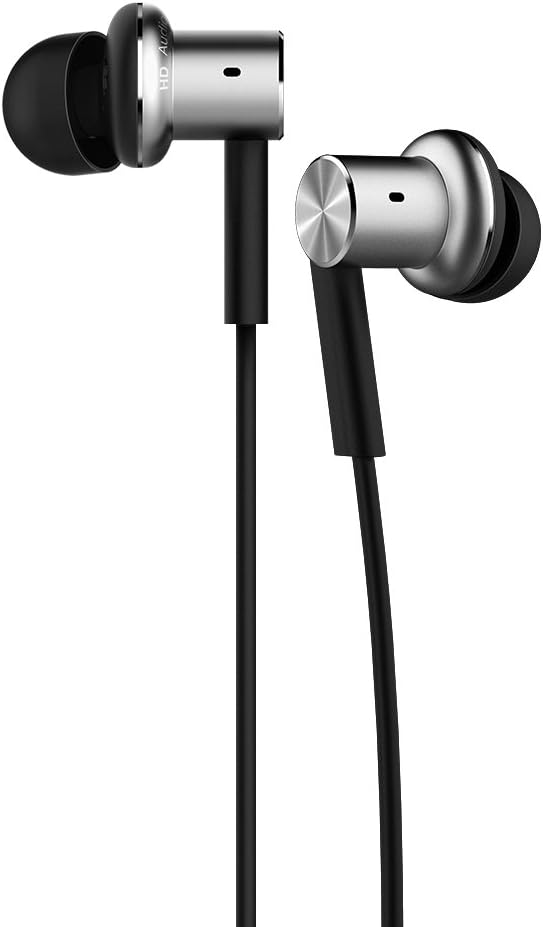 Mi In-Ear Headphones Pro Silver Dual Driver Earbuds with Mic, including 3 size earbuds (US Version with Warranty) (QTER01JY)