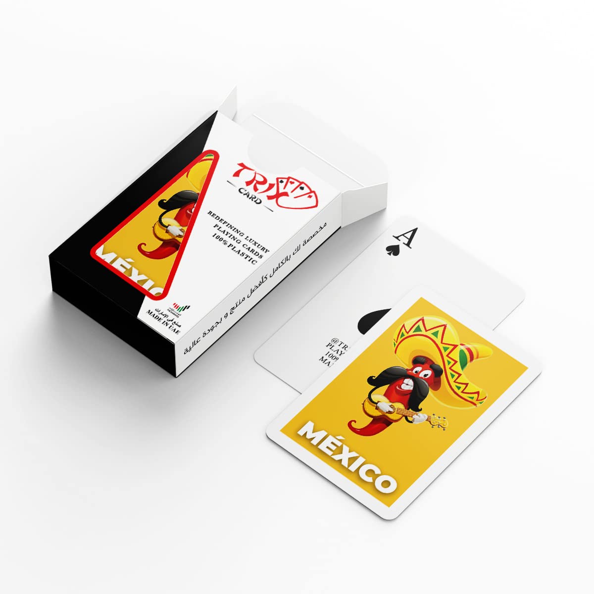 Mexico Spicy Design 100% Plastic Made in the UAE تصميم المكسيك حار لورق اللعب ( الشدة) 100% بلاستك صنع في الإمارات