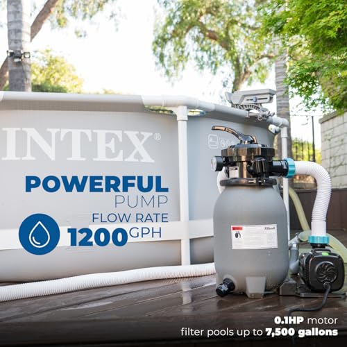 Image of XtremepowerUS Sand Filter Pump System for Above Ground Swimming Pool Multi-Port Valve Swimming Pool Filter With Timer System (10 inch Sand Filter with Pump (1,200 GPH))