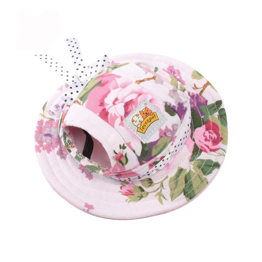 Leconpet Princess Pet Hat Dog Caps Hats with Neck Strap Adjustable Comfortable Ear Holes for Small Medium and Large Dogs in Ourdoor Sun Protection (L,
