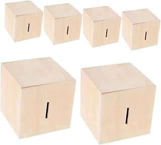 6pcs Unfinished Wooden Money Bank Coin Banks for Boys Girls DIY Craft Project Boy Girl Paintable
