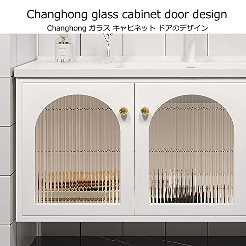 Mobile da bagno sospeso con lavabo e specchio, design salvaspazio per bagno compatto