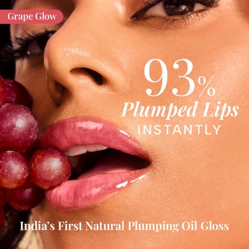 Image of RAS Luxury Oils Hydrating 4-in-1 Super Plump Lip Oil Gloss, Balm, Plumper & Gloss with SPF 20 | Enriched with Natural Oils, Peptides & Hyaluronic Acid - Grape Glow