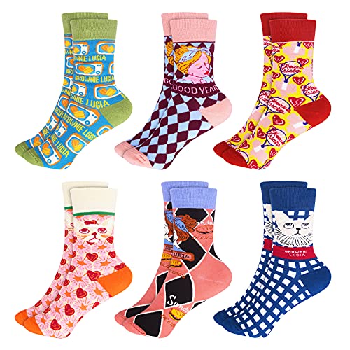 Didcant Calcetines Estampados de las Mujeres, Mujeres Ocasionales Calcetines Divertidos Impresos de Algodón de Pintura Famosa de Arte Calcetines, Calcetines de Colores de moda Cover
