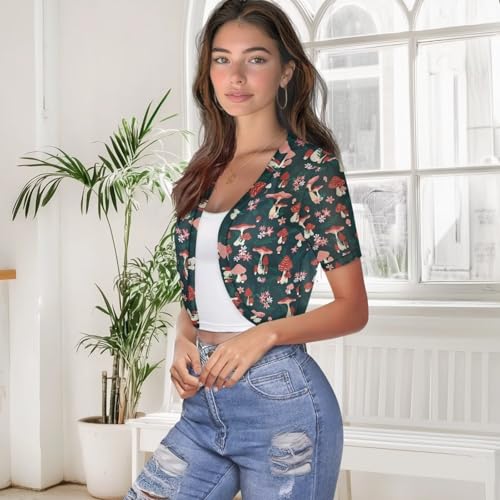 Image of Women's Shrug Short Sleeve Bolero Open Front Knit Party Tulle Cardigan Cropped Cardigan Shoulder Cover Up