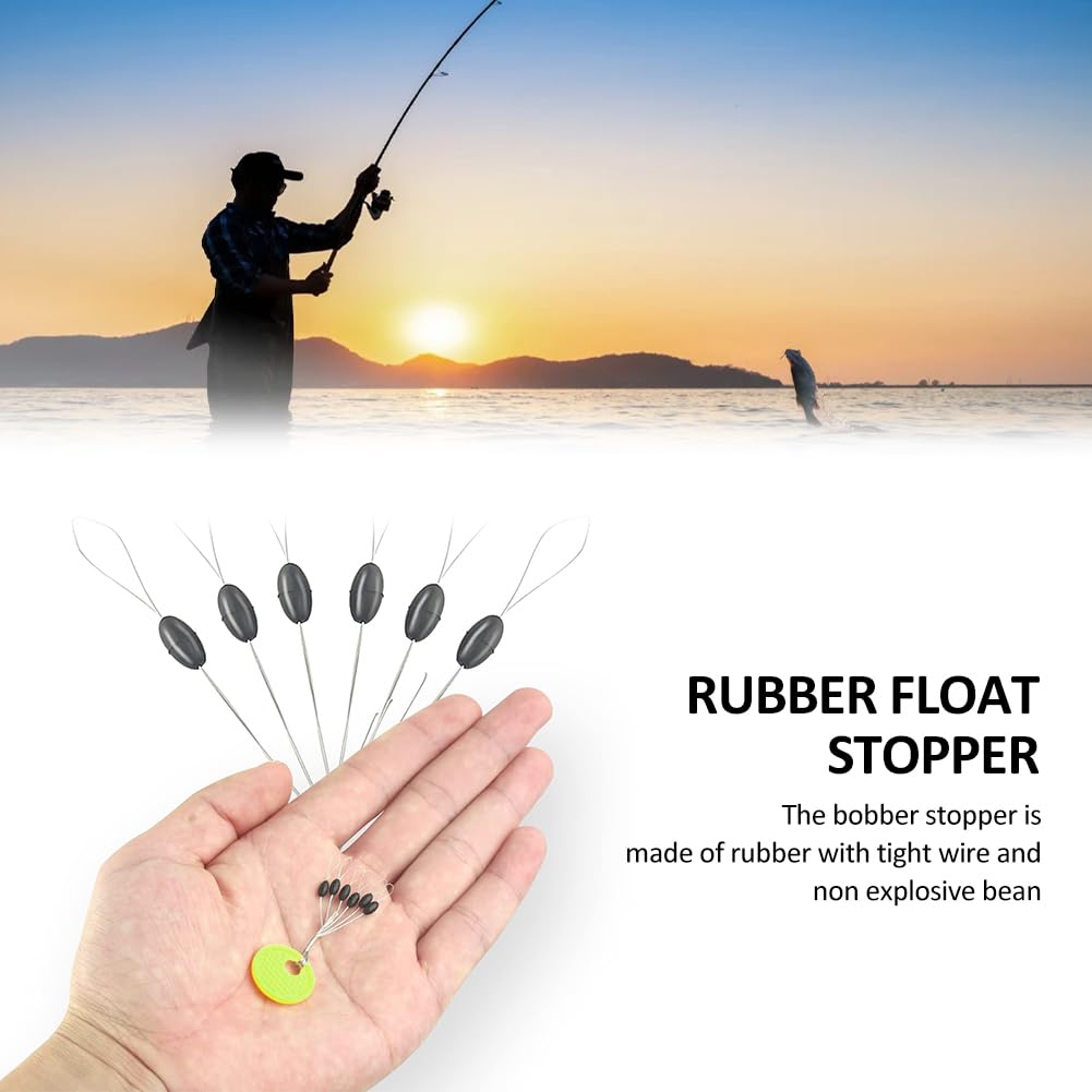Stop Float Pêche Caoutchouc - Lot 180 Pièces + 30 Émerillons - Anti-Glisse Flotteur Précision