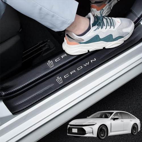 GOODGOODCAR クラウン2023(令和5)年11月 発売モデル 適用サイドステップガード スカッフプレート クラウン新型全系適用 内装パーツ 金箔技術 金メッキ技術 内装アクセサリー 粘着力強い 水防止 汚れ防止 傷防止 簡単取り付け 4件セット