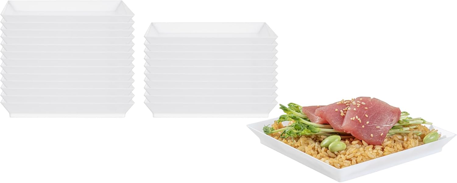 Restaurantware 5 x 5 Inch Mini Tasting Plates 100 Disposable Square Plastic Plates - Durable Stylish White Plastic Hors D'oeuvre Serving Plates For Desserts Or Appetizers At Parties