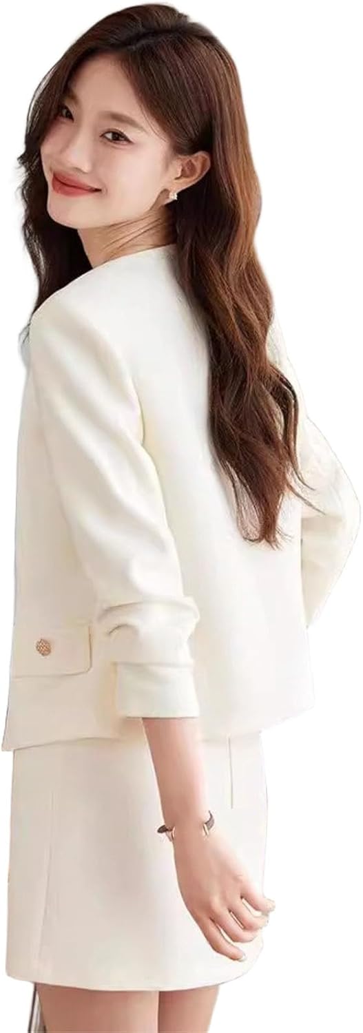 Spring Fall Blazer and Skirt Set Women's Business Office Workwear