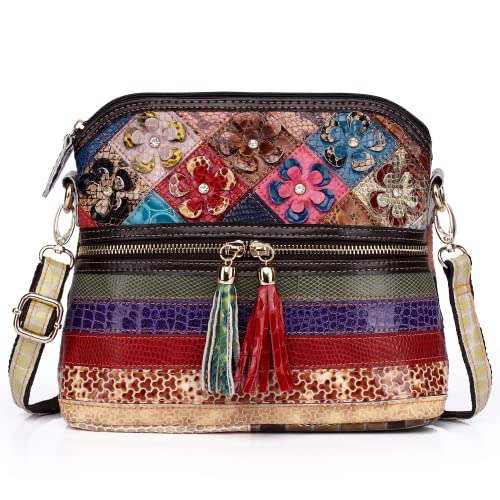 Eysee Crossbody Bag Women Multicolor, Leather Handbag Colorful Purses (Multicolour5)