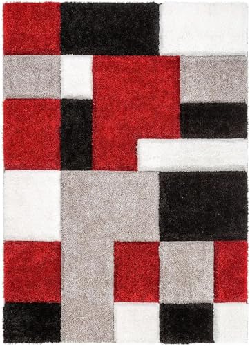 Image of SAGON Anti-Skid Shaggy Carpet Rug for Home | Ultra-Soft Plush Floor Mat for Living Room & Bedroom | Non-Slip, High-Density, Cozy Luxury Decor| 6 x 9 Feet Red - B