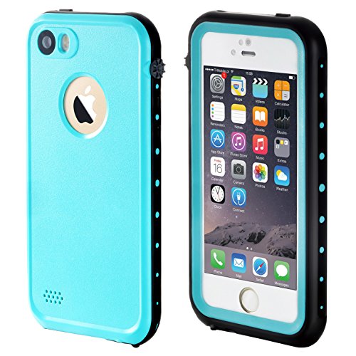 iPhone 5S Waterproof Case, eFond iPhone SE Waterproof Case IP68 Certified Shockproof Durable Slim Fit Full-Sealed Hard Cover with Touch ID Snow Dust Dirty Proof Case for iPhone 5 5S SE [Teal Blue]