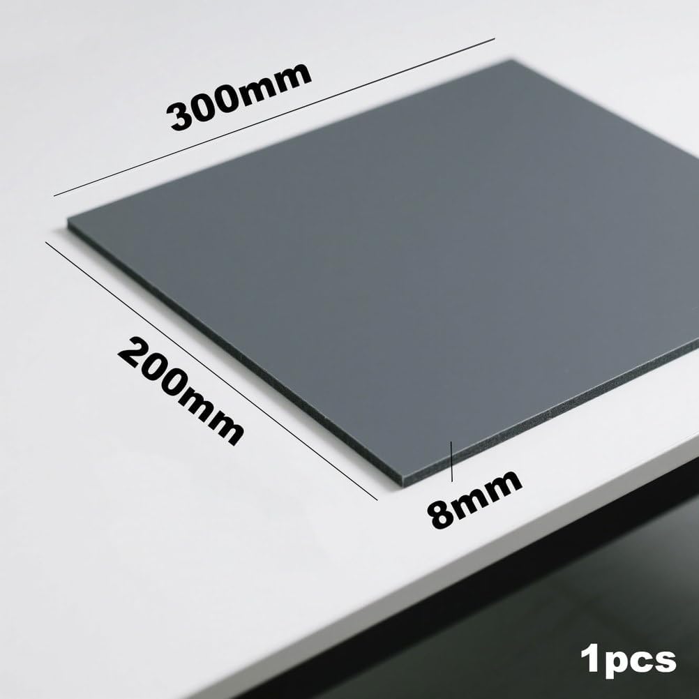 Graue PVC-Blatt-Kunststoffplatte | Starre Vinylplatte, leichtes, langlebiges Material for Heimwerker, Bastelarbeiten, Dicke 3–30 mm(200mm*300mm*8mm (1 piece))