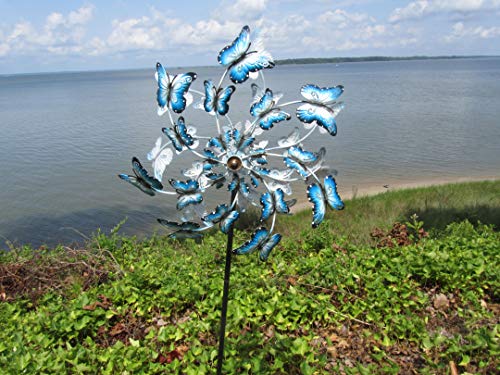 RiverView Enterprise Butterfly Wind Spinner Garden Ornament - Metal Wind Spinner for Outdoor Yard and Garden Decor Double Twirl Ornament