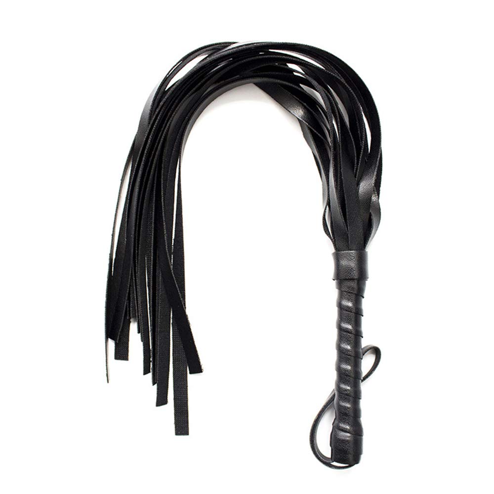 Leather Fetish Whip Flogger Slap Spanking W/Tassel for Couple Game,Black