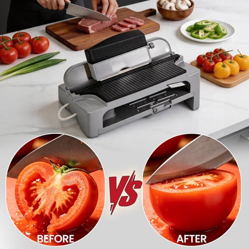 Image of Knife Sharpener,3 Stage Kitchen Knife Sharpener,Adjustable Multi-Angle Guide Knife Sharpening Stone,Gifts for Women Men,Magnetic Manual Knife Sharpening Kit,Diamond & Pulpstone & White Corundum