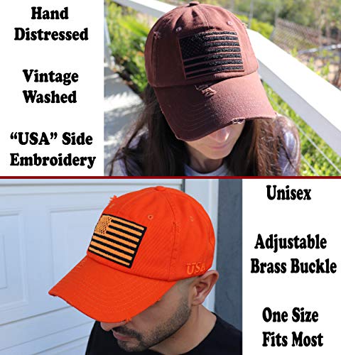 Image of Antourage American Flag Unisex Baseball Hat for Men and Women | USA Flag Mesh Snapback Flat Visor Cap + 2 Patriotic Patches