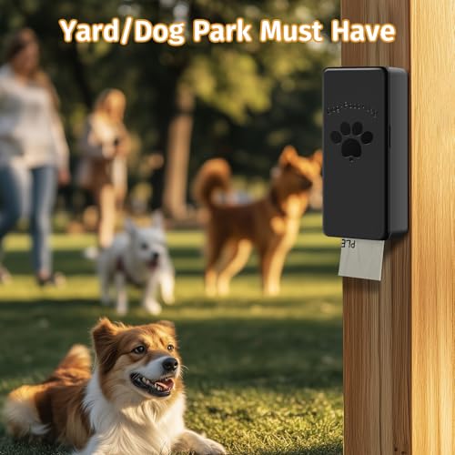 Image of qeerable Dog Poop Bag Dispenser, Wall-Mounted Dog Bag dispenser Outdoor or Indoor for Doggy and Pets, Black Poop Holder for Yard and Park, Included 4 Rolls (60 Bags)