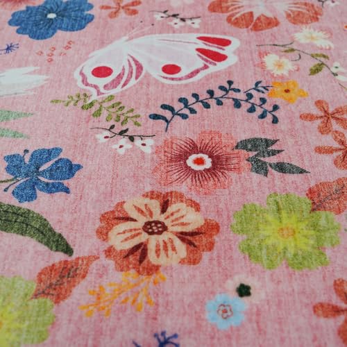 RUUGME Washable 9x12 Area Rug - Large Boho Rugs for Living Room Kitchen Stain Resistant Carpet Vintage Tribal Rugs for Bedroom with Non Slip Backing Floor Decoration Mat 9x12 Flower Pink