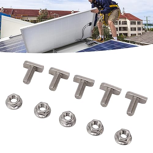 Image of 15 Set Hammer Head Bolt T Screw, T Slot Bolts M8 Stainless Steel Screws Thread T Slot Drop in Bolt for Photovoltaic and Solar Installationx