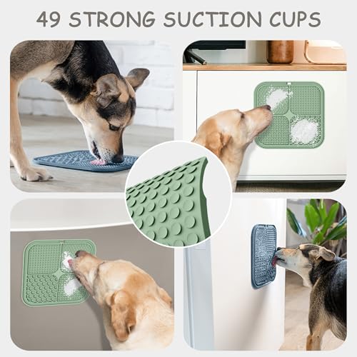 Image of ChefAide 2 Pack Lick Mat for Dogs,Cats,Upgraded 8.5x8.5 inches Licking Mats with Suction Cups,Slow Feeder Licking Pad for Anxiety Relief and Boredom Reducer,Suitable for Dog Training Set 3