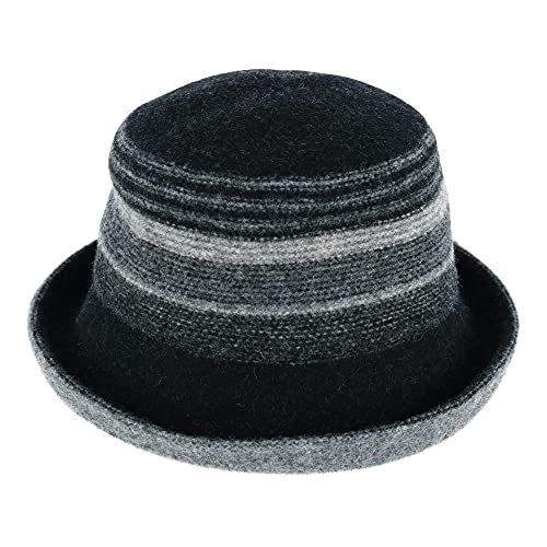 Sun 'n' Sand Adora Women's Striped Wool Cloche, Black