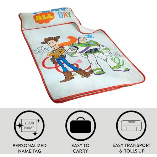 Image of Super Soft Plush Toddler Quilted Nap Mat with Built in Blanket and Pillow