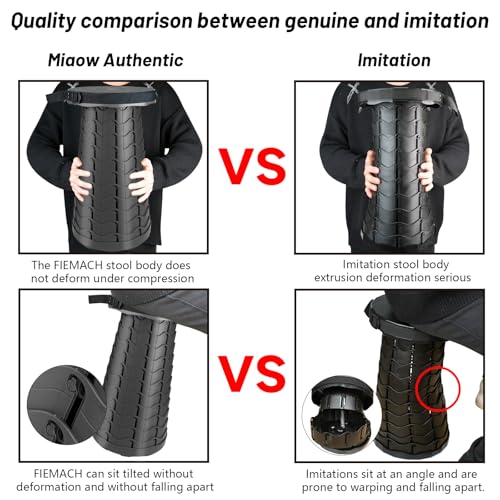 Image of Folding Stool Portable Collapsible Stool Seat Max Load Capacity 400lbs for World Cup 2026, Telescopic Folding Stools Retractable Stools for Adult Camping Hiking Travel Outdoor BBQ (Black)