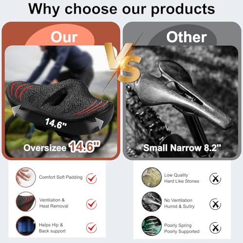 Upgrade Noseless Oversize Bike Seat
