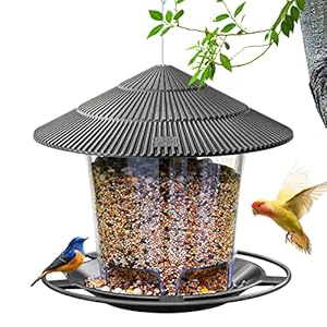 Bird Feeders for Outside, Bird Feeder, Wild Bird Seed for Outside Feeders, Squirrel Proof Birds Feeder and Garden Decoration Yard for Bird Watchers (Grey)