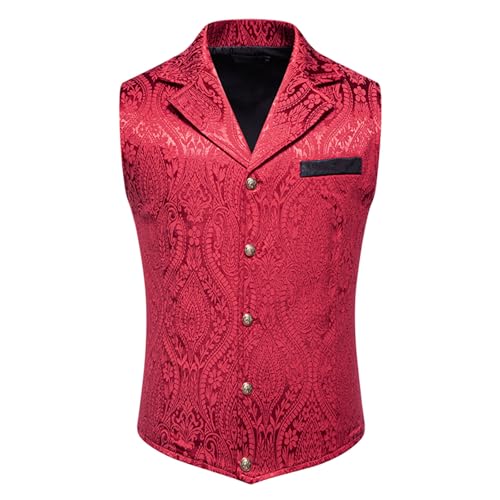 Formal Men Vest Jacquard Paisley Vest Vintage Waistcoat for Suit or Tuxedo Mens Gothic Court Wedding Prom Waistcoat2
