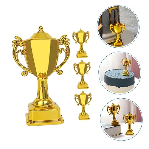 Amosfun 4 Pcs Casa De Bonecas Mini Troféu Dourado Modelo 4pcs Mini Brinquedos Decorações De Bolo Bri