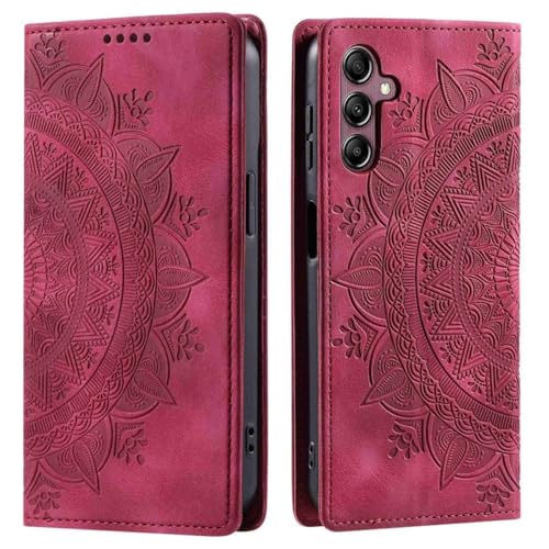 CoverKingz Handyhülle für Samsung Galaxy A26 - Handytasche mit Kartenfach Schutzhülle Cover - Handy Hülle klappbar Motiv Mandala Rot