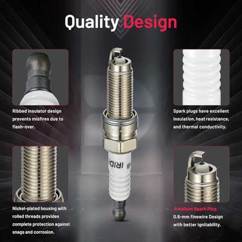 Image of BDFHYK Iridium Spark Plugs ILZKR7B11 Compatible with Acura RDX MDX TSX TL,Compatible with Honda Accord Crosstour Pilot Odyssey Ridgeline,Cherokee,Pacifica 3.0L 3.5L 3.6L V6 for 7751 Set of 6