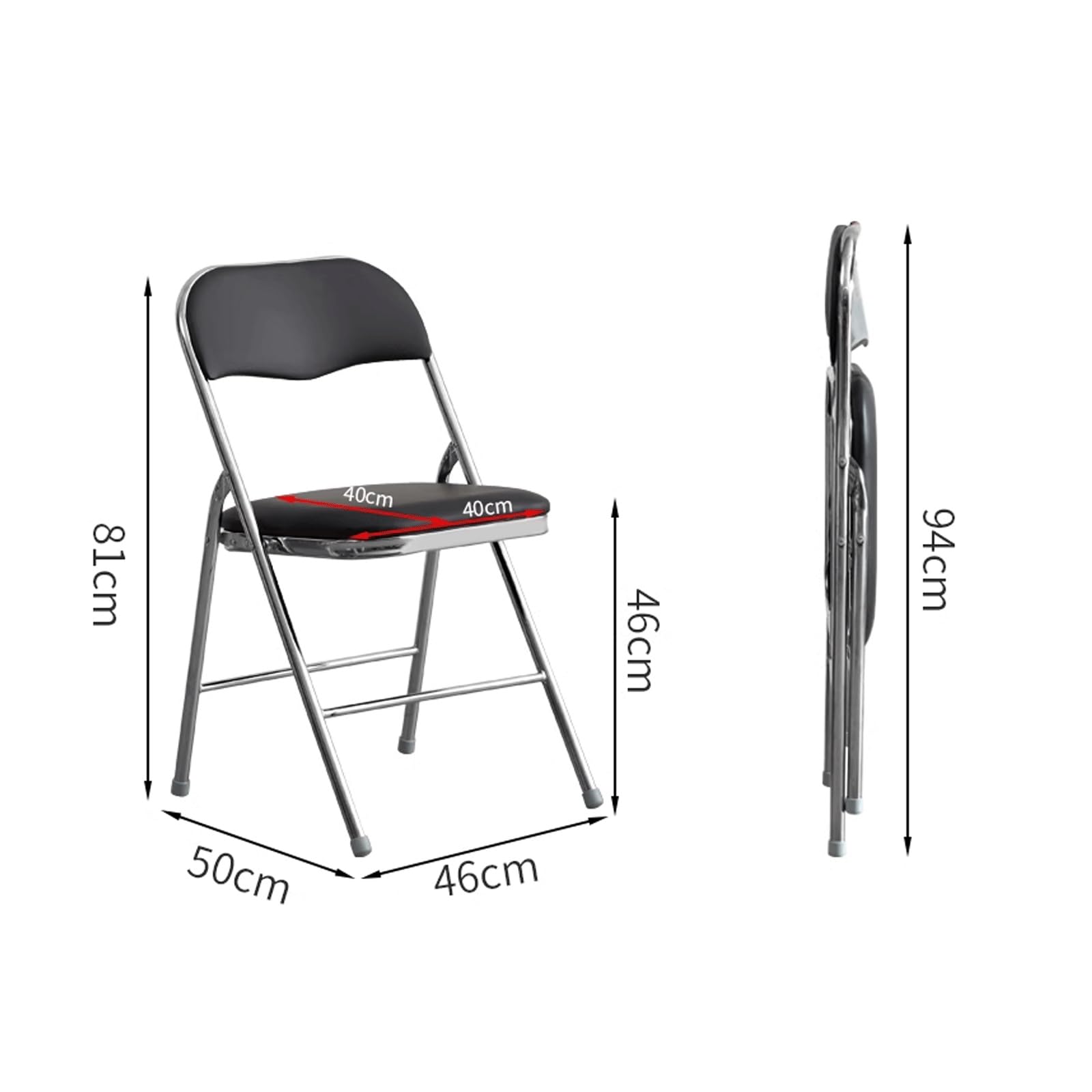 Silla Plegable de Metal con Asiento y Respaldo tapizados en Cuero, cómoda, Suave y fácil de Limpiar, para el hogar y la Oficina, Eventos en Interiores y Exteriores (Color: marrón)