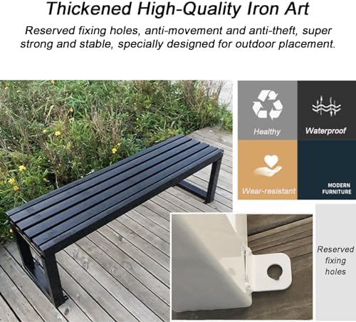 Backless Wrought Iron Outdoor Bench - Durable Metal Garden Seating with Fixing Holes for Yard, Porch, Balcony & Park - Stylish and Weather-Resistant
