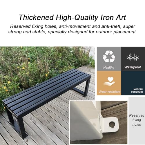 Banc de jardin en fer forgé résistant aux intempéries avec trous de fixation - 4
