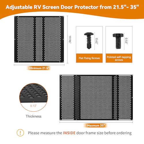 Image of RVZONE Adjustable Defender Grille RV Screen Door Protector 21.5‑35 inch for Dog