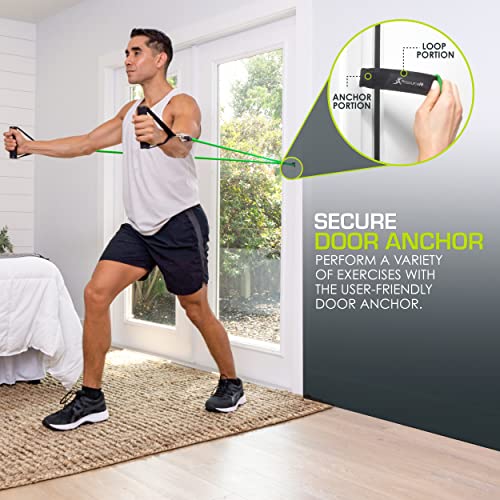 Image of ProsourceFit Single Stackable Resistance Bands with Door Anchor and Exercise Guide, 8-12 LB, Heavy Duty Fitness Tube for Full-Body Exercises and Home Workouts