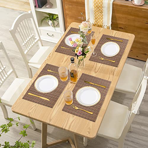 Gfware Bamboo Placemats Set Of 8 Rectangular Brown, Woven Natural Place Mats Ratten Wicker Roll Rustic Wipeable For Kitchen Dining Table Decor Outdoor #TOP6