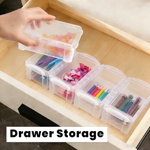 Image of testyu Small Plastic Box, 5 inch X 2.8 inch X 2 inch Stackable Mini Storage Box with Lid, Clear Organizer Container for Jewelry Beads, Small Crafts Items Accessories - -12 Pack