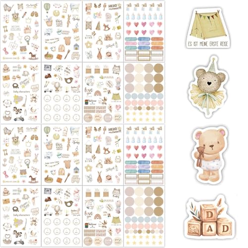 BSITSSS 16 Feuilles Autocollant Scrapbooking pour Album Photo Bébé,Baby Shower Stickers Aesthetic,Autocollants Sticker Scrapbooking pour Album Journal de Grossesse...