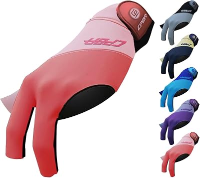 CPBA Billiards Glove 3 Finger Pool Glove for Left Hand, Durable Double Stitched, Snooker Cue Sport Glove Popular Sizes for Men & Women