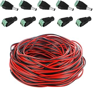 Haisheng 20m 2 Pin Led Strip Extension Cable, Led Tape Extension Cord Led Ribbon Extender Connector Wire 2 Pin Red Black Led Rope Led Strip Light Connection Cable