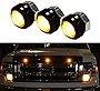 iJDMTOY 3pc Set Custom Retrofit Amber Yellow Front Grille Mesh Mount LED Lighting Kit Compatible With Trucks SUVs