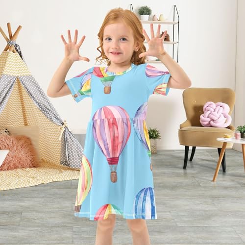 Rainbow Hot Air Balloons Toddler Dresses for Girls 2t Summer Outfits Spring Beach Dress Children4